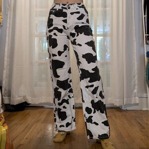 Wide leg cow-print denim pants sz. 25